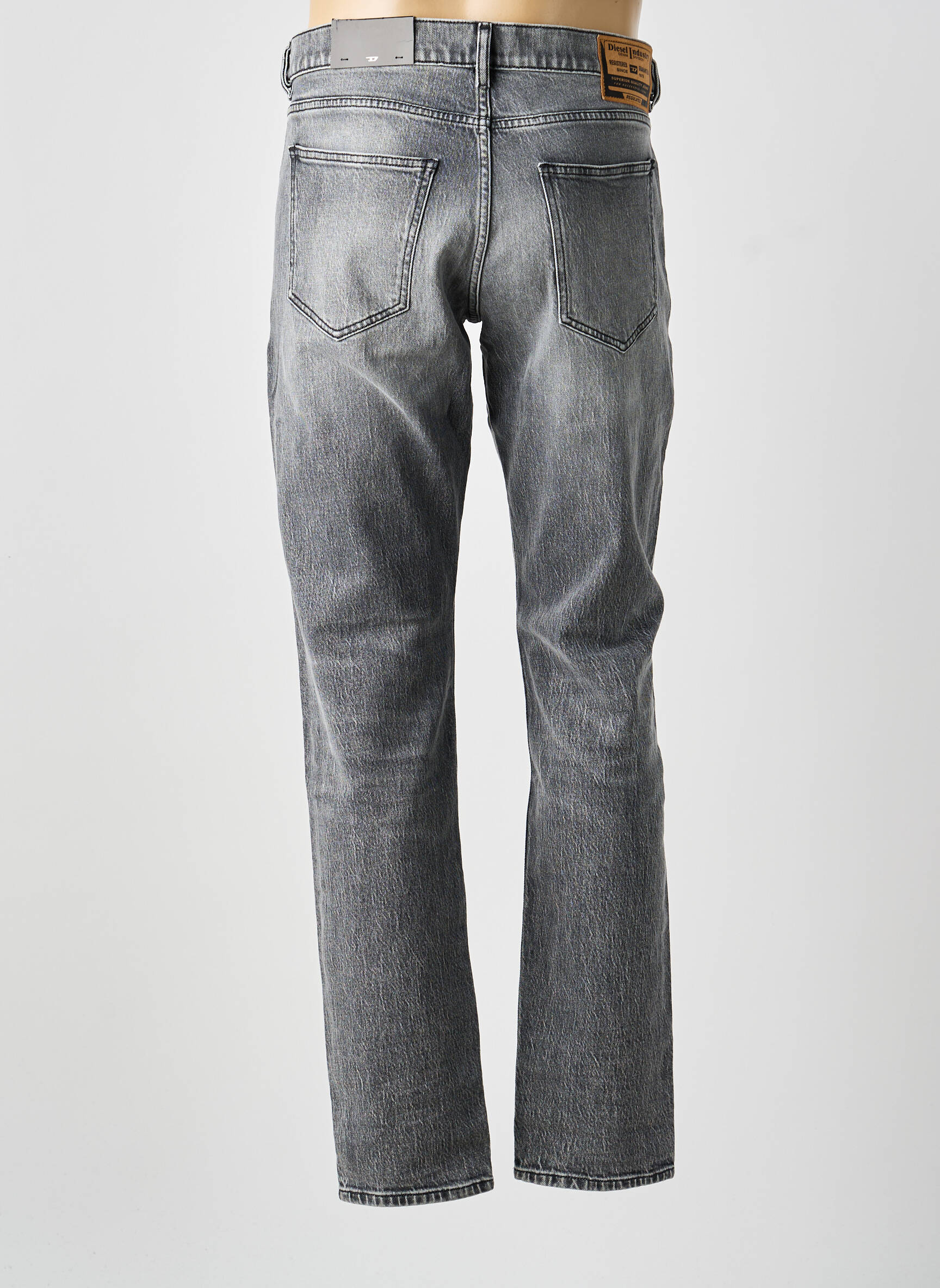 Jeans coupe droite fermeture zippée sous rabat boutonné taille normale gris DIESEL homme