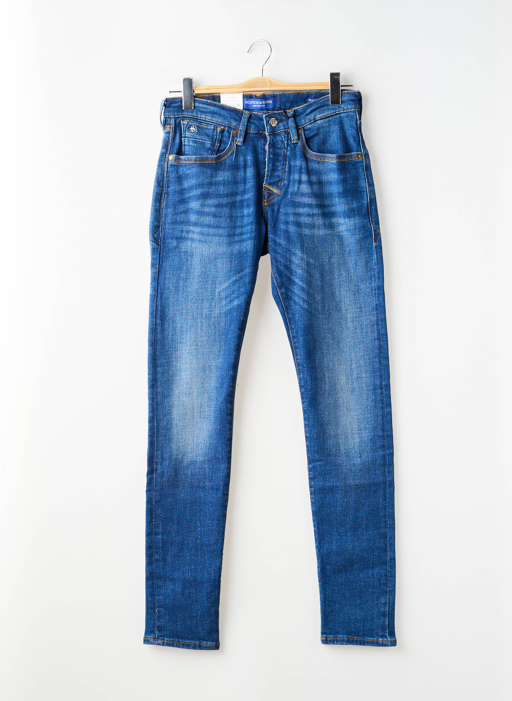 Jeans coupe slim fermeture boutonnée sur le devant taille normale bleu SCOTCH & SODA homme