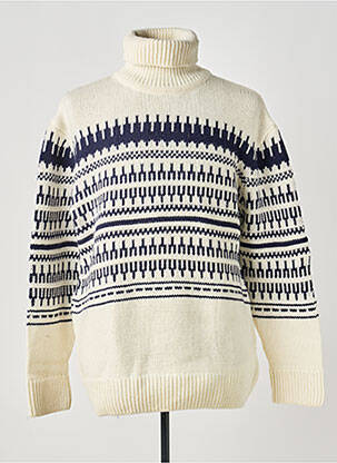 Pull col roulé maille tricot manches longues beige KNOWLEDGE COTTON APPAREL homme