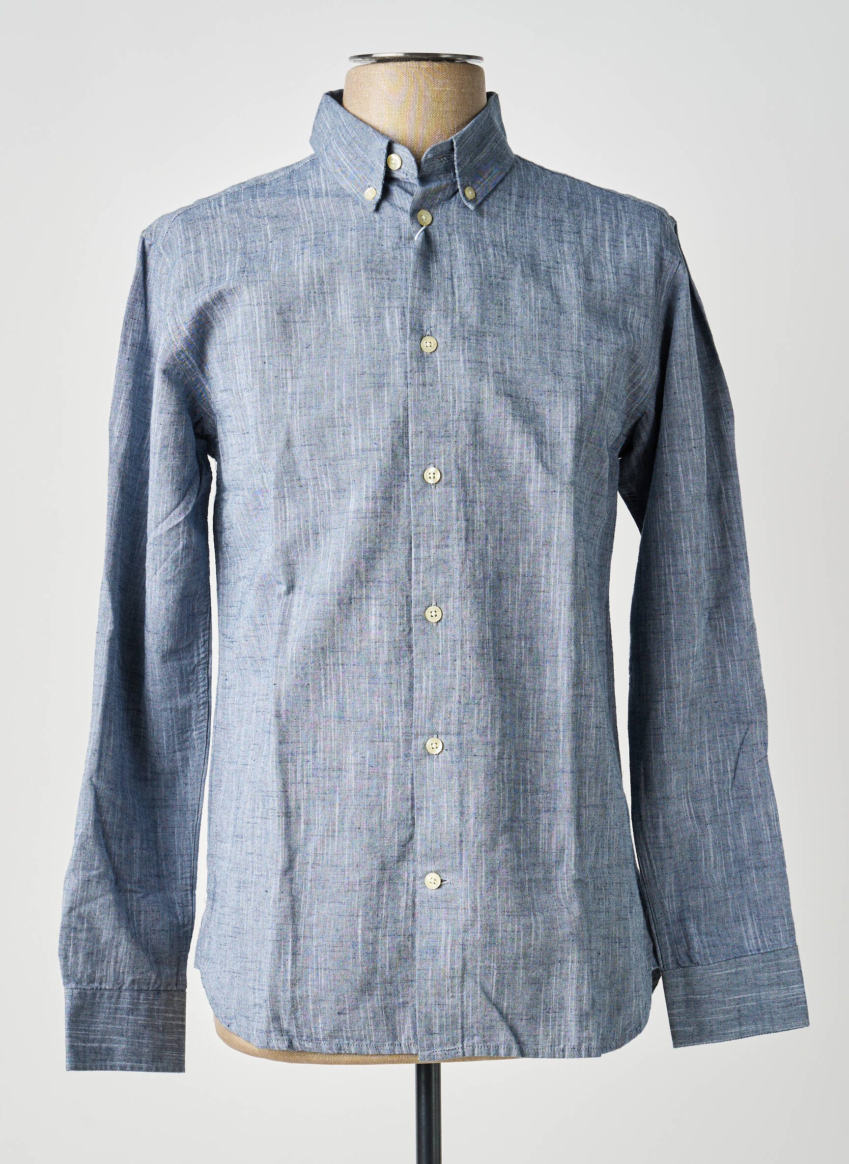 Chemise manches longues coupe cintrée bleu KNOWLEDGE COTTON APPAREL homme