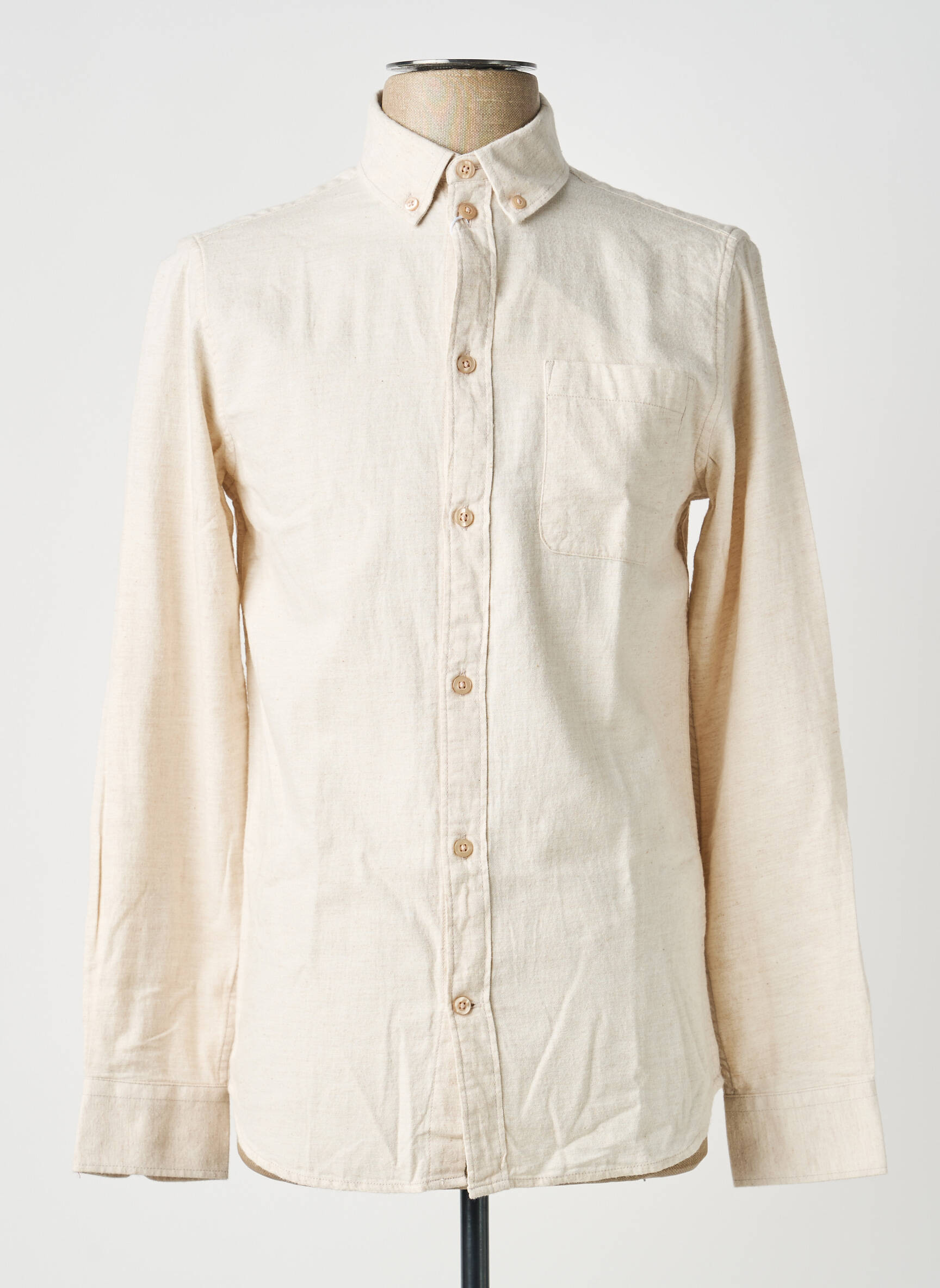 Chemise manches longues poches beige KNOWLEDGE COTTON APPAREL homme