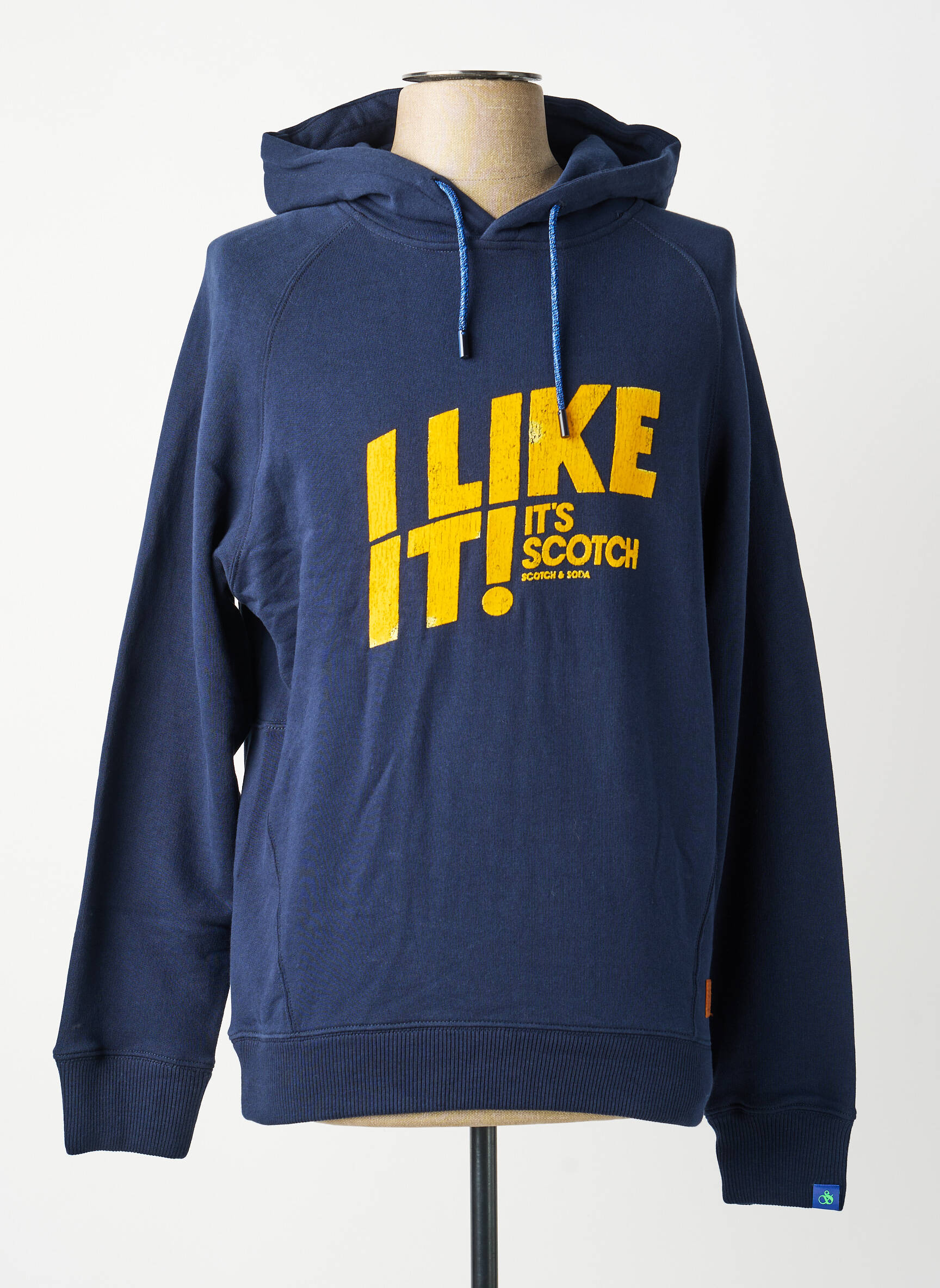Sweat-shirt à capuche tissage jersey manches longues bleu SCOTCH & SODA homme