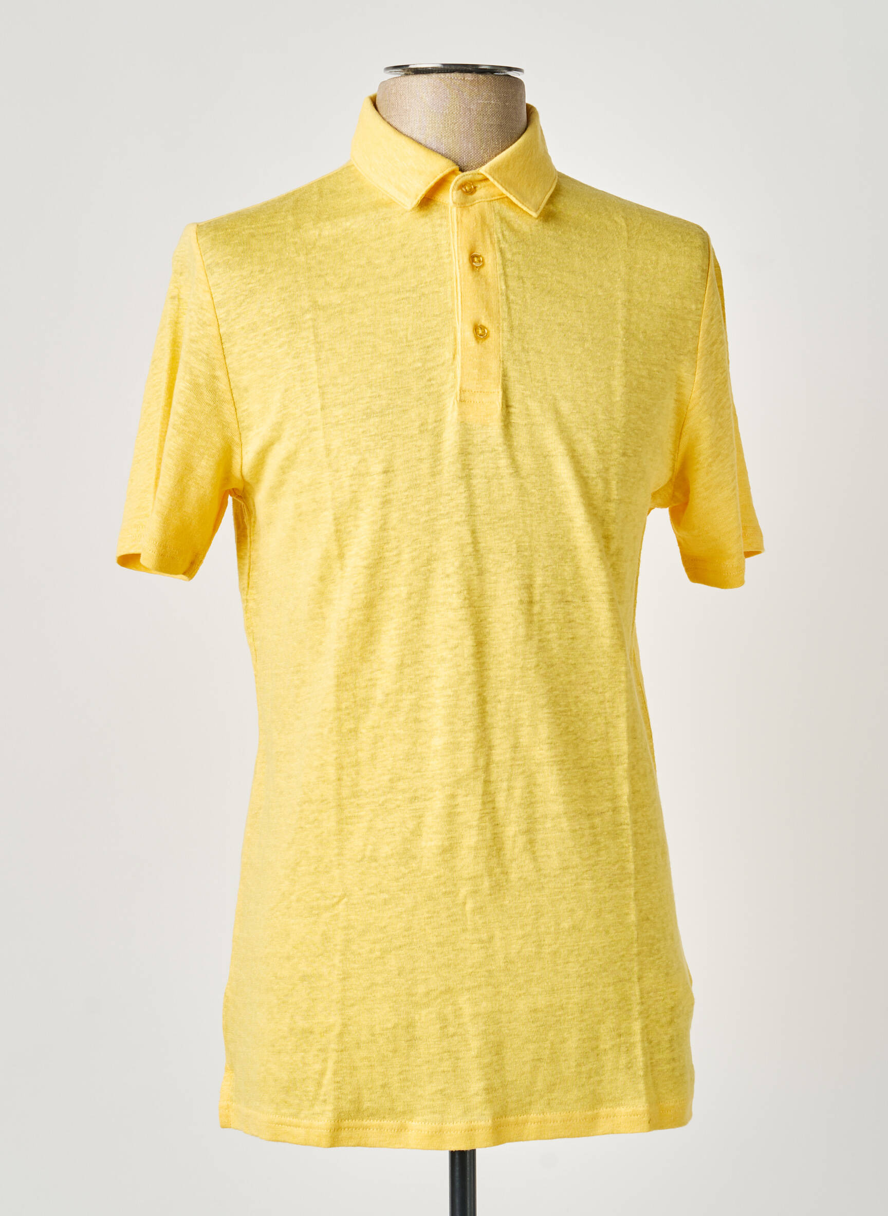 Polo tissage chiné manches courtes jaune KNOWLEDGE COTTON APPAREL homme