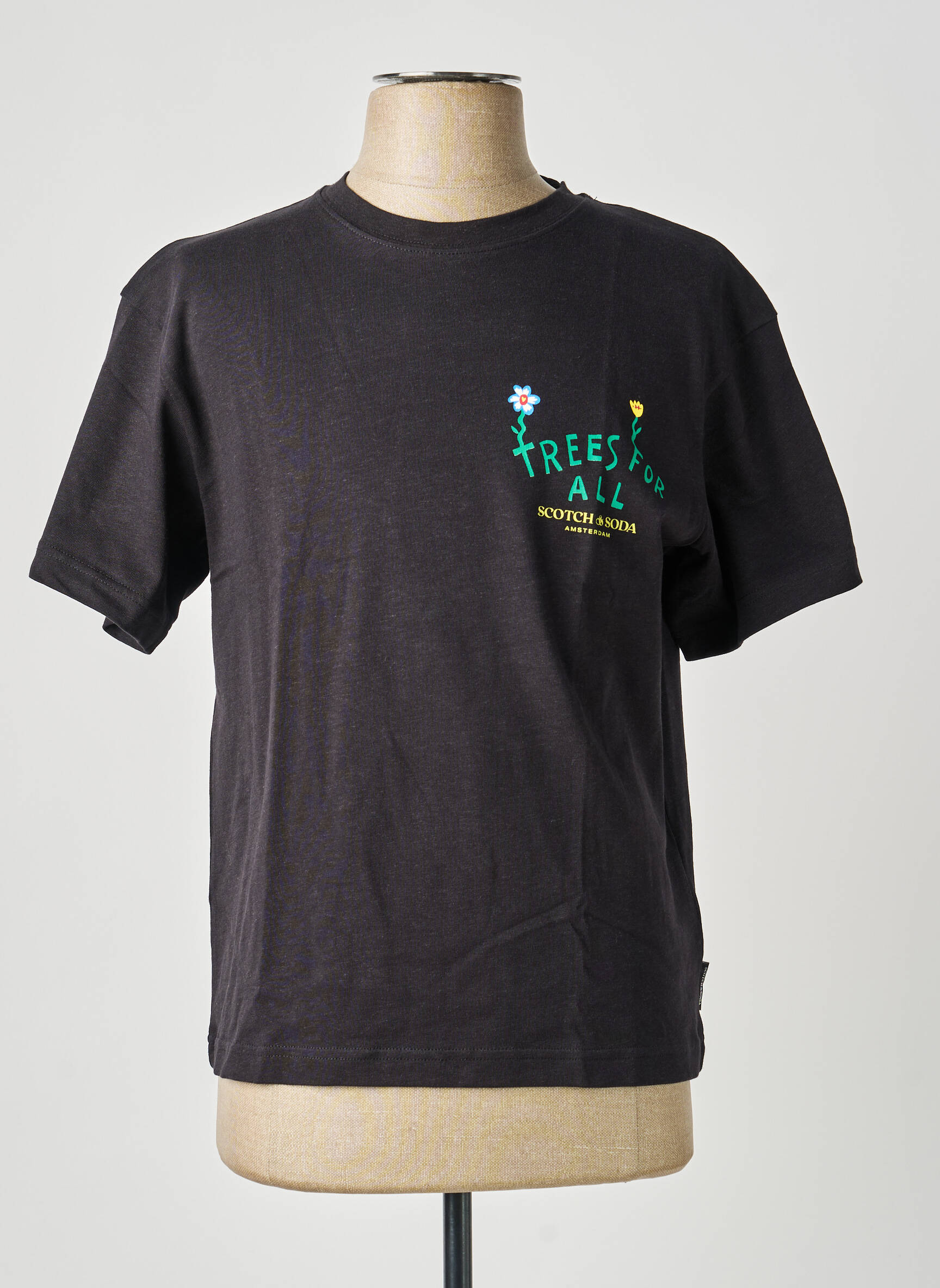T-shirt stretch manches courtes noir SCOTCH & SODA homme