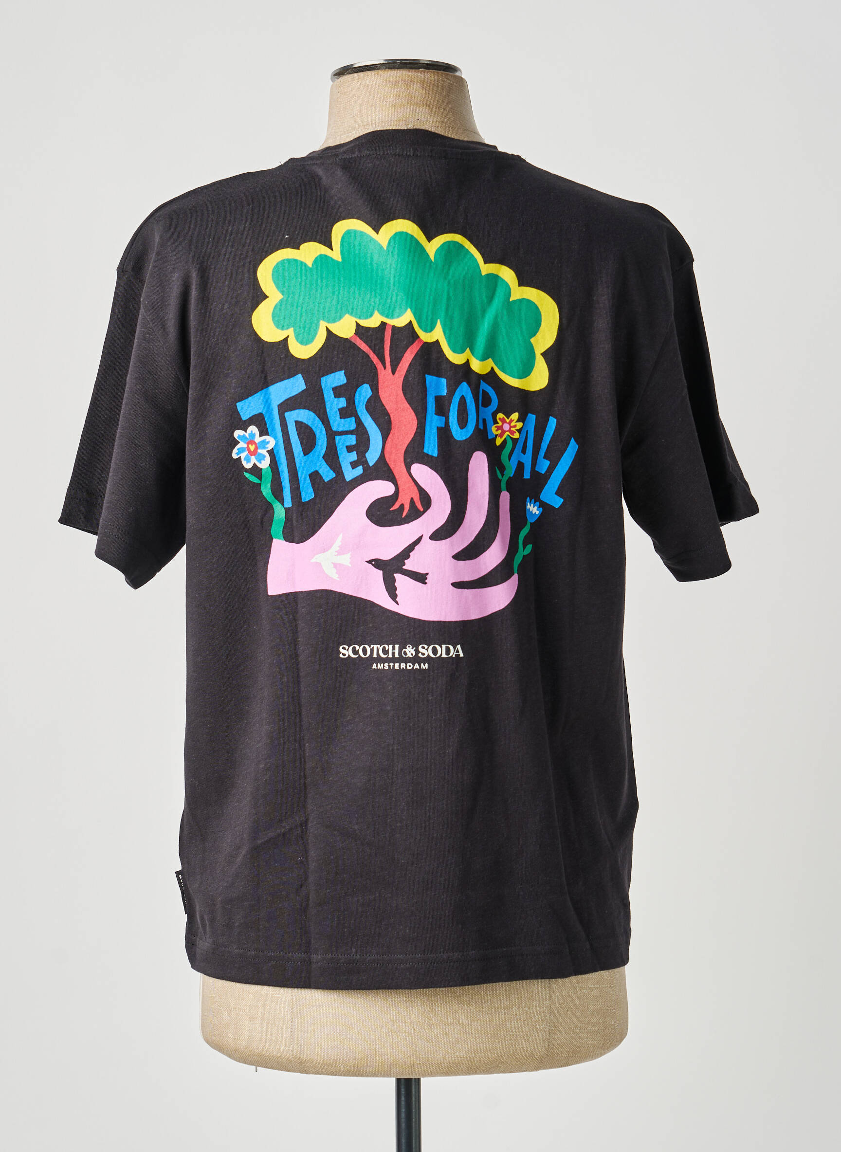 T-shirt stretch manches courtes noir SCOTCH & SODA homme