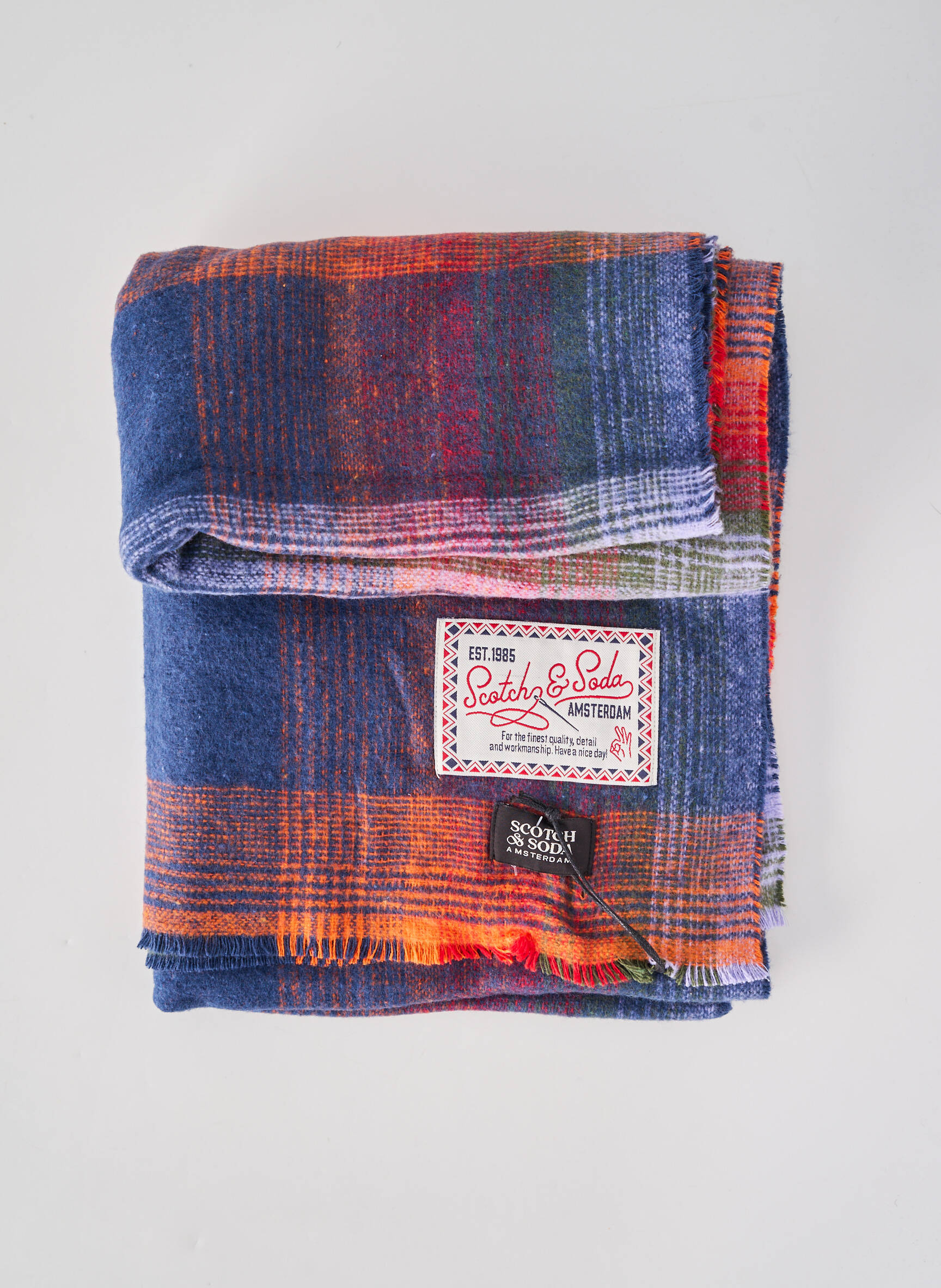 Echarpe imprimé carreaux bleu MAISON SCOTCH femme
