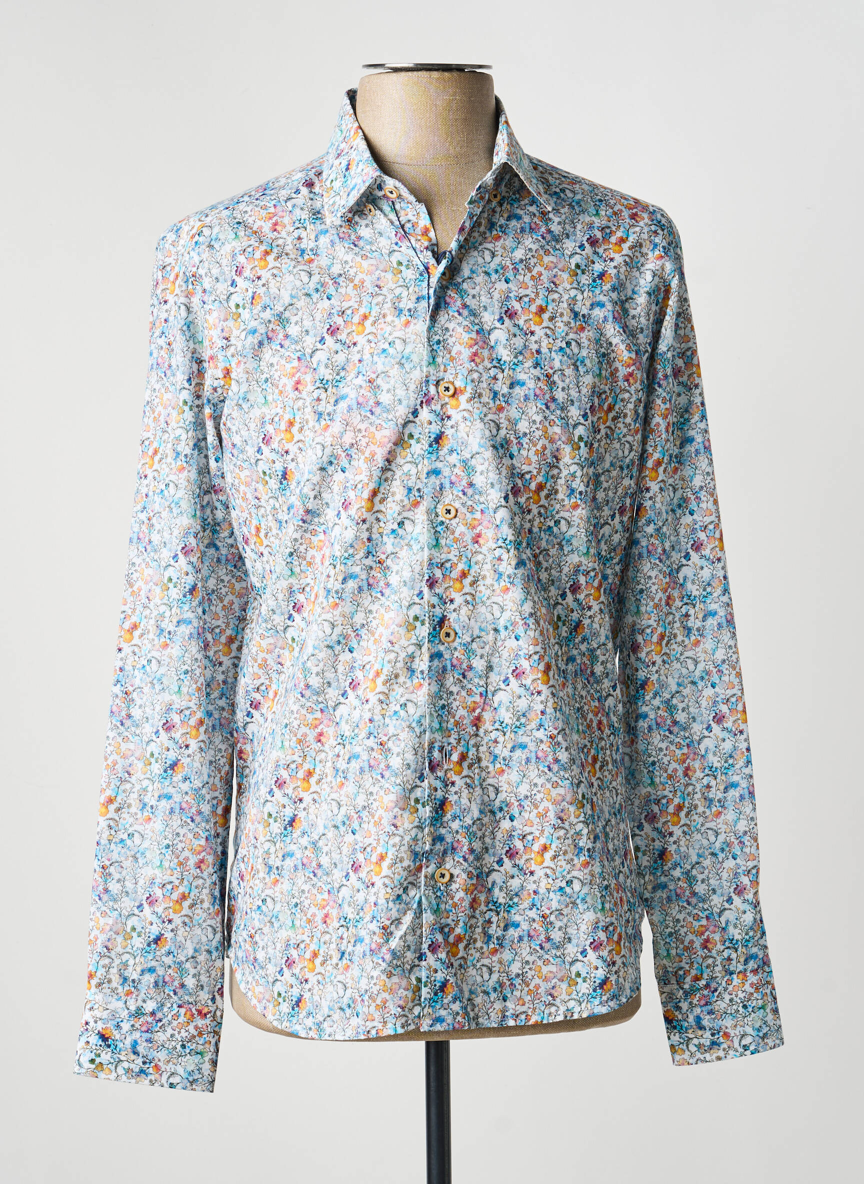 Chemise manches longues coupe droite bleu DARIO BELTRAN homme