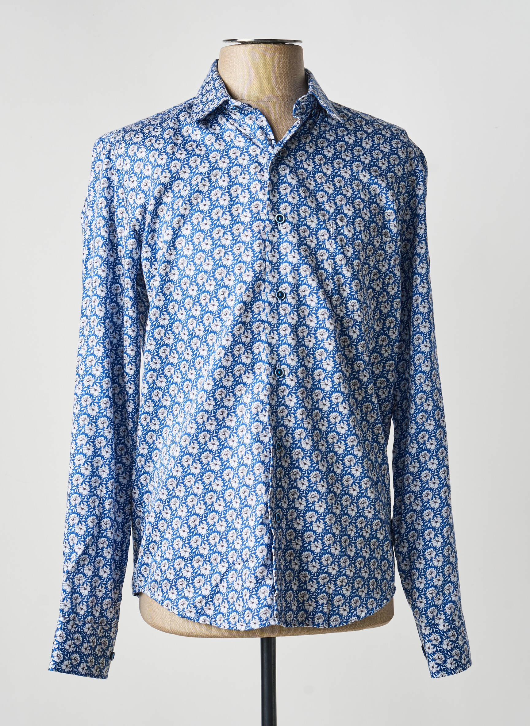 Chemise manches longues imprimé fantaisie bleu DARIO BELTRAN homme