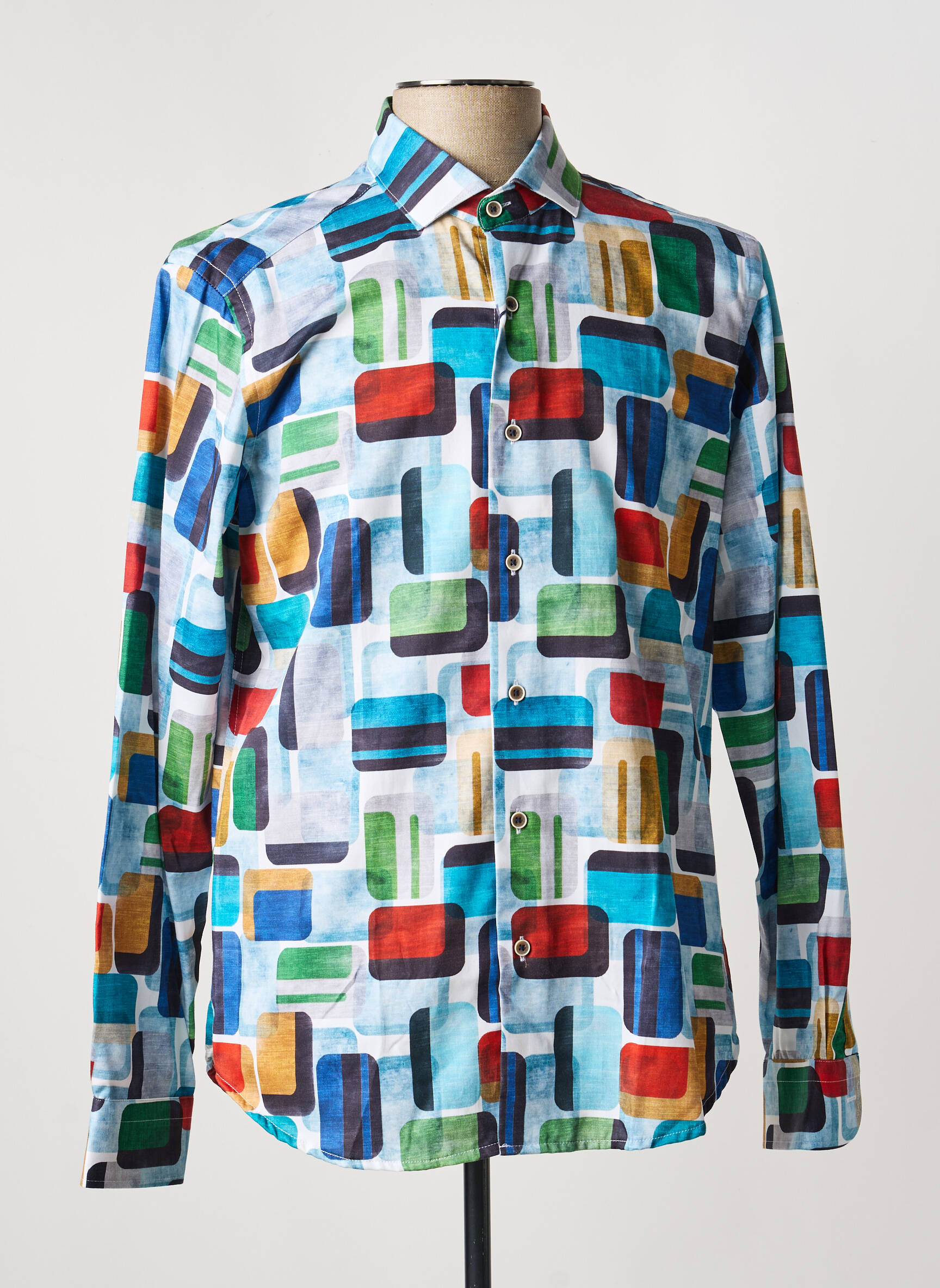Chemise manches longues imprimé fantaisie bleu DARIO BELTRAN homme