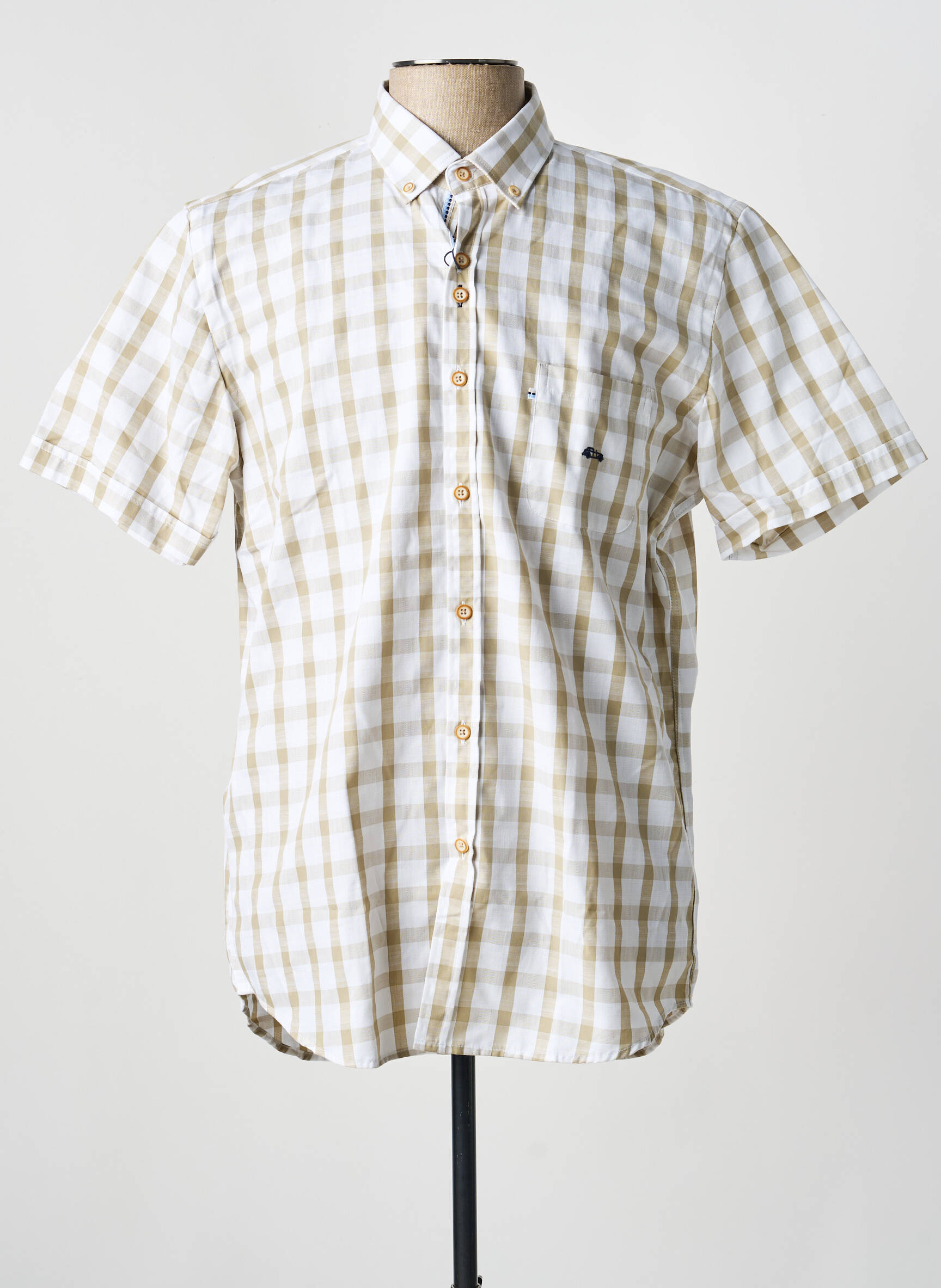 Chemise manches courtes imprimé carreaux blanc DARIO BELTRAN homme