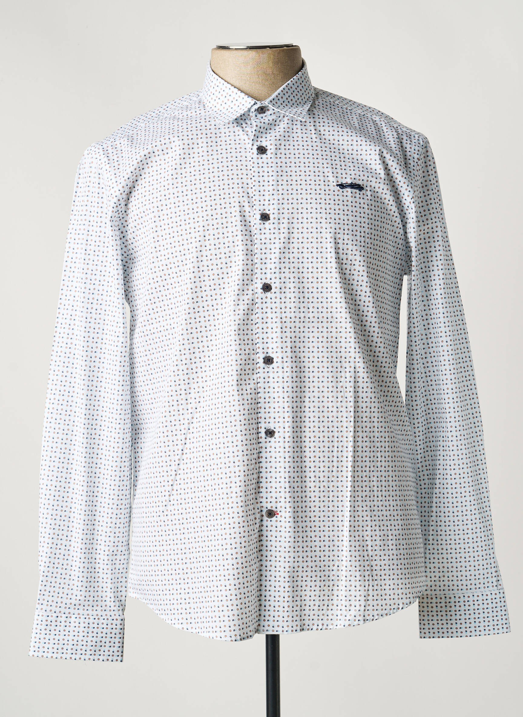 Chemise manches longues imprimé fantaisie blanc DELAHAYE homme