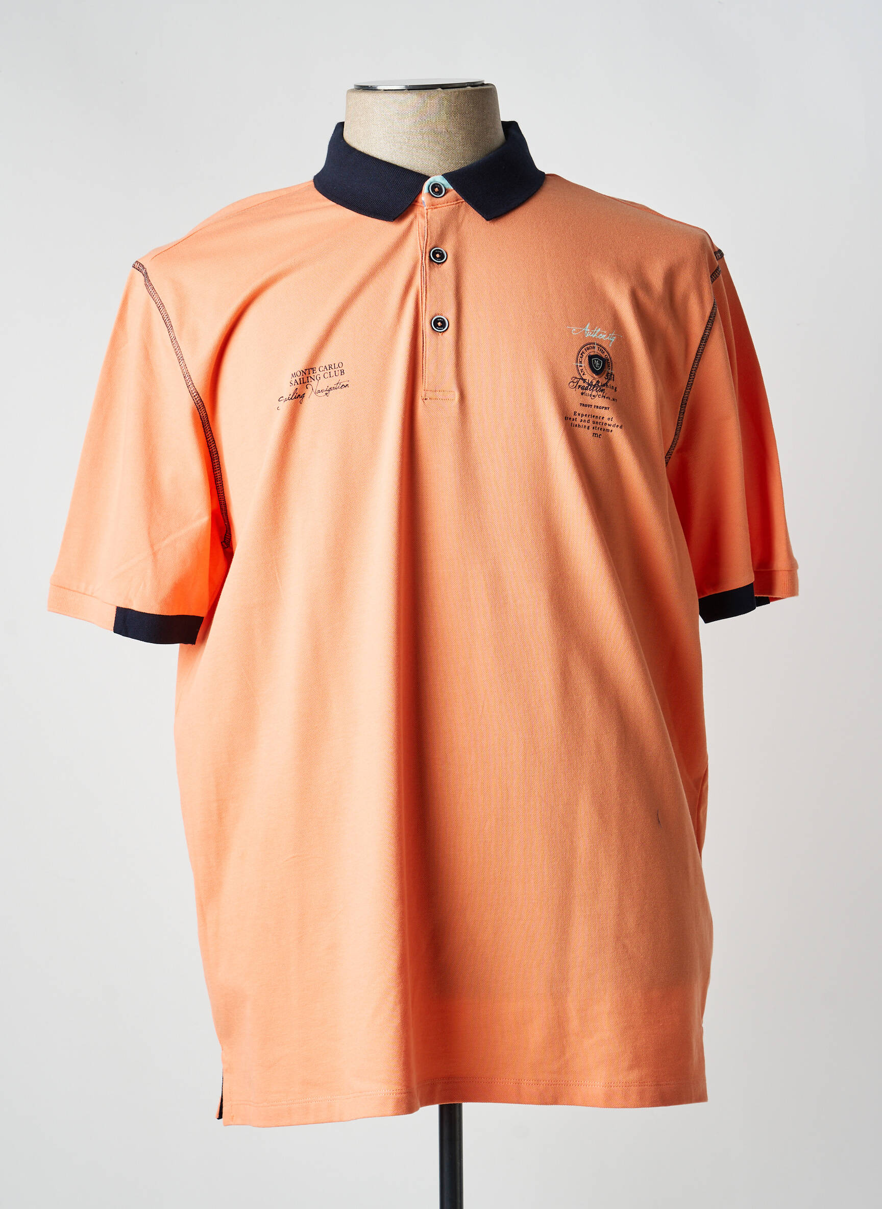 Polo coupe droite manches courtes orange MONTE CARLO homme