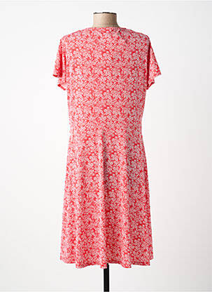 Robe mi-longue imprimé fleurs manches courtes rouge MARBLE femme