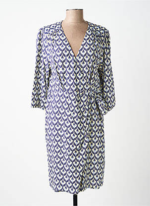 Robe mi-longue manches 3/4 manches 3/4 bleu JULIE GUERLANDE femme