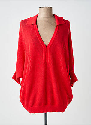 Pull maille ajourée manches 3/4 rouge MARBLE femme