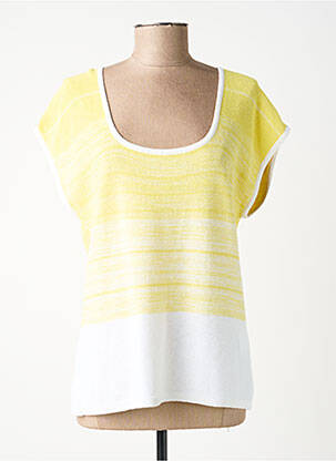 Pull coupe cintrée manches courtes jaune MARBLE femme