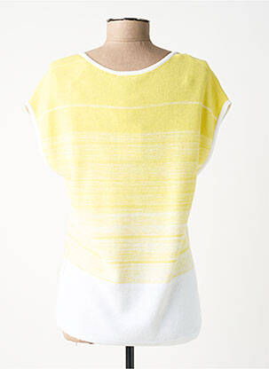 Pull coupe cintrée manches courtes jaune MARBLE femme