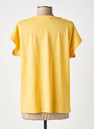 T-shirt col v manches courtes jaune C'EST BEAU LA VIE femme