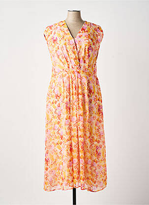Robe mi-longue coupe fluide sans manche orange JULIE GUERLANDE femme