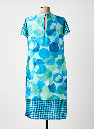 Robe mi-longue coupe fluide manches courtes bleu ESTEL COLLECTION femme
