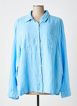 Chemisier tissage crêpe manches longues bleu SIGNE NATURE femme