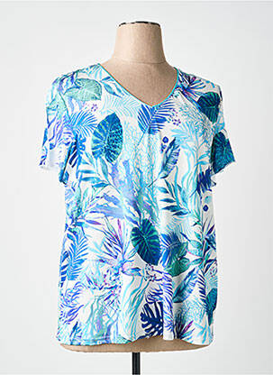 T-shirt col v manches courtes bleu DIANE LAURY femme