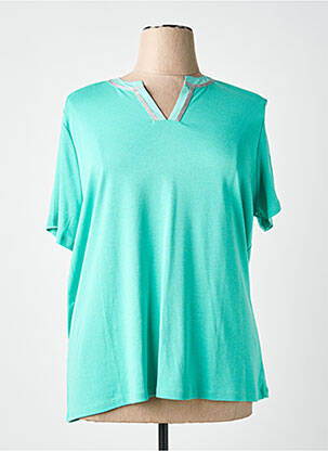 T-shirt col v manches courtes vert DIANE LAURY femme