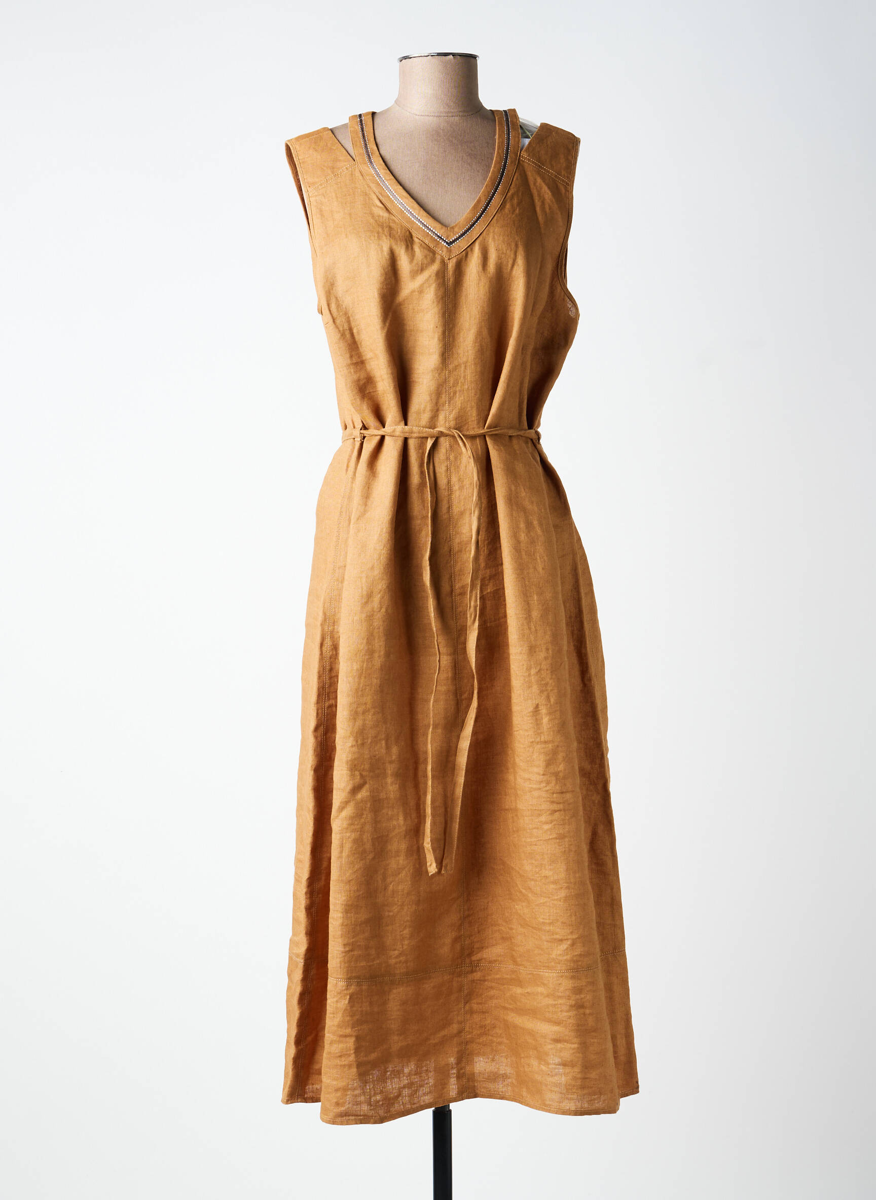 Robe longue sans manche sans manche marron DIANE LAURY femme
