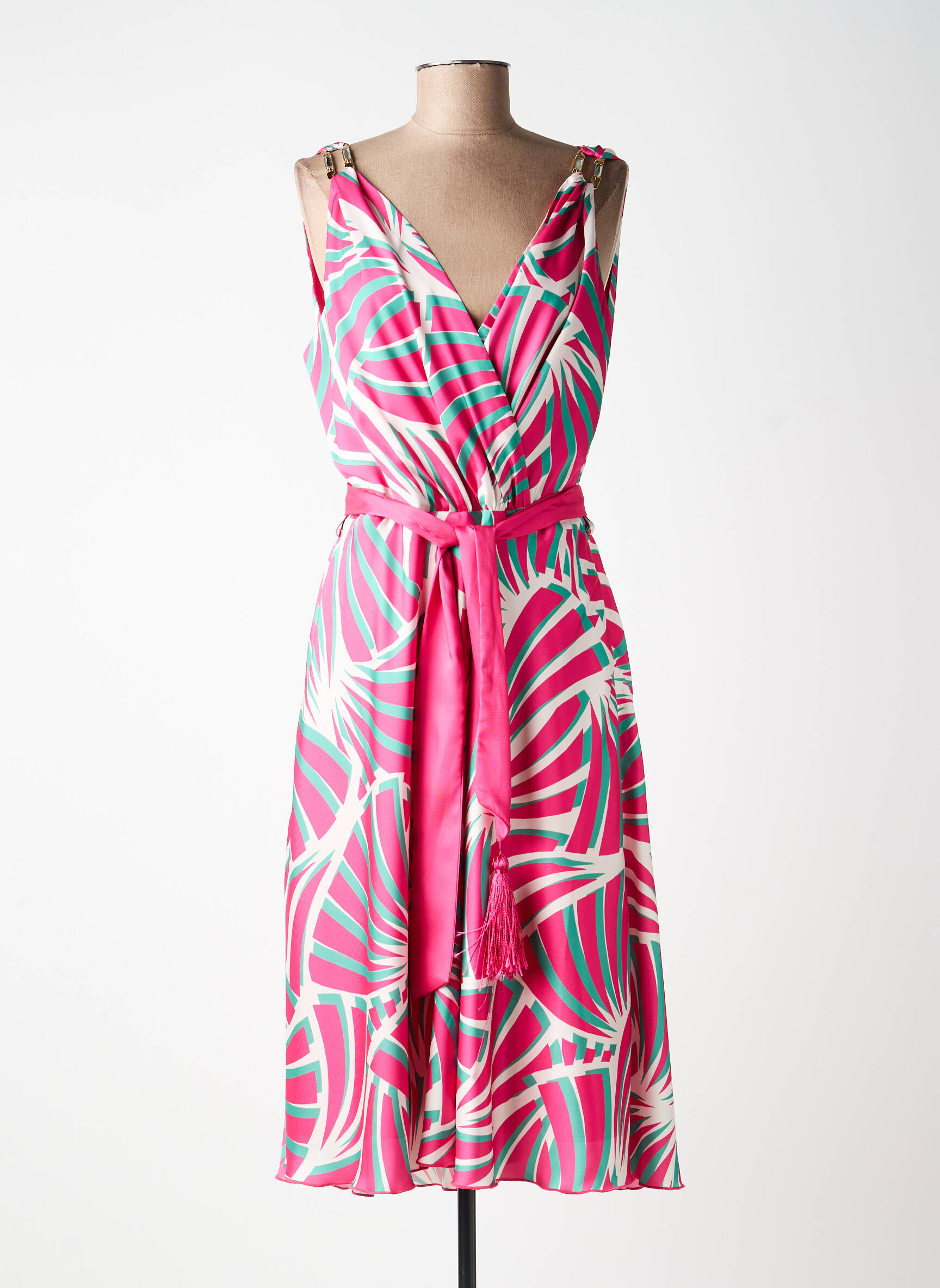 Robe mi-longue sans manche sans manche rose ESTEL COLLECTION femme