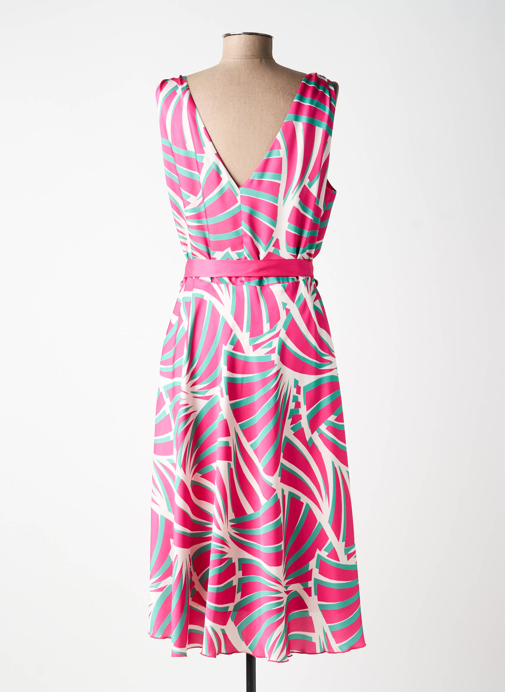 Robe mi-longue sans manche sans manche rose ESTEL COLLECTION femme