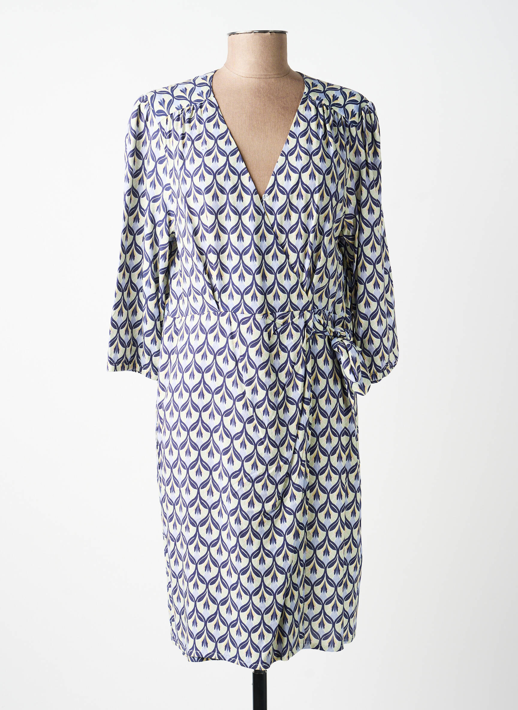 Robe mi-longue manches 3/4 manches 3/4 bleu JULIE GUERLANDE femme