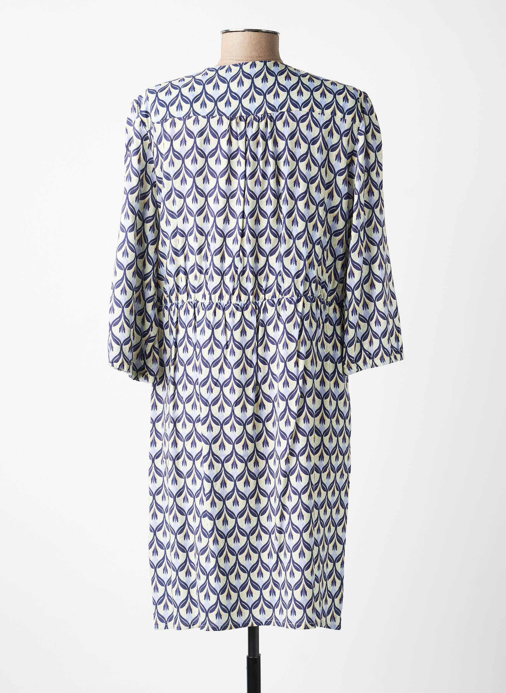 Robe mi-longue manches 3/4 manches 3/4 bleu JULIE GUERLANDE femme