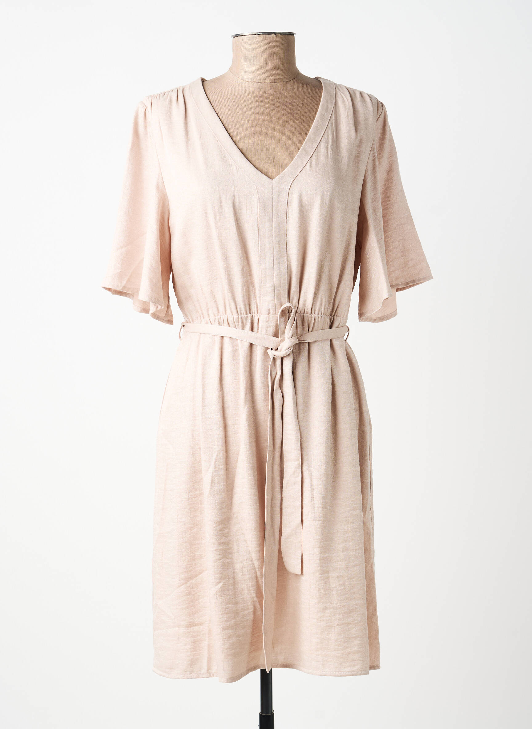 Robe courte coupe fluide manches courtes rose JULIE GUERLANDE femme