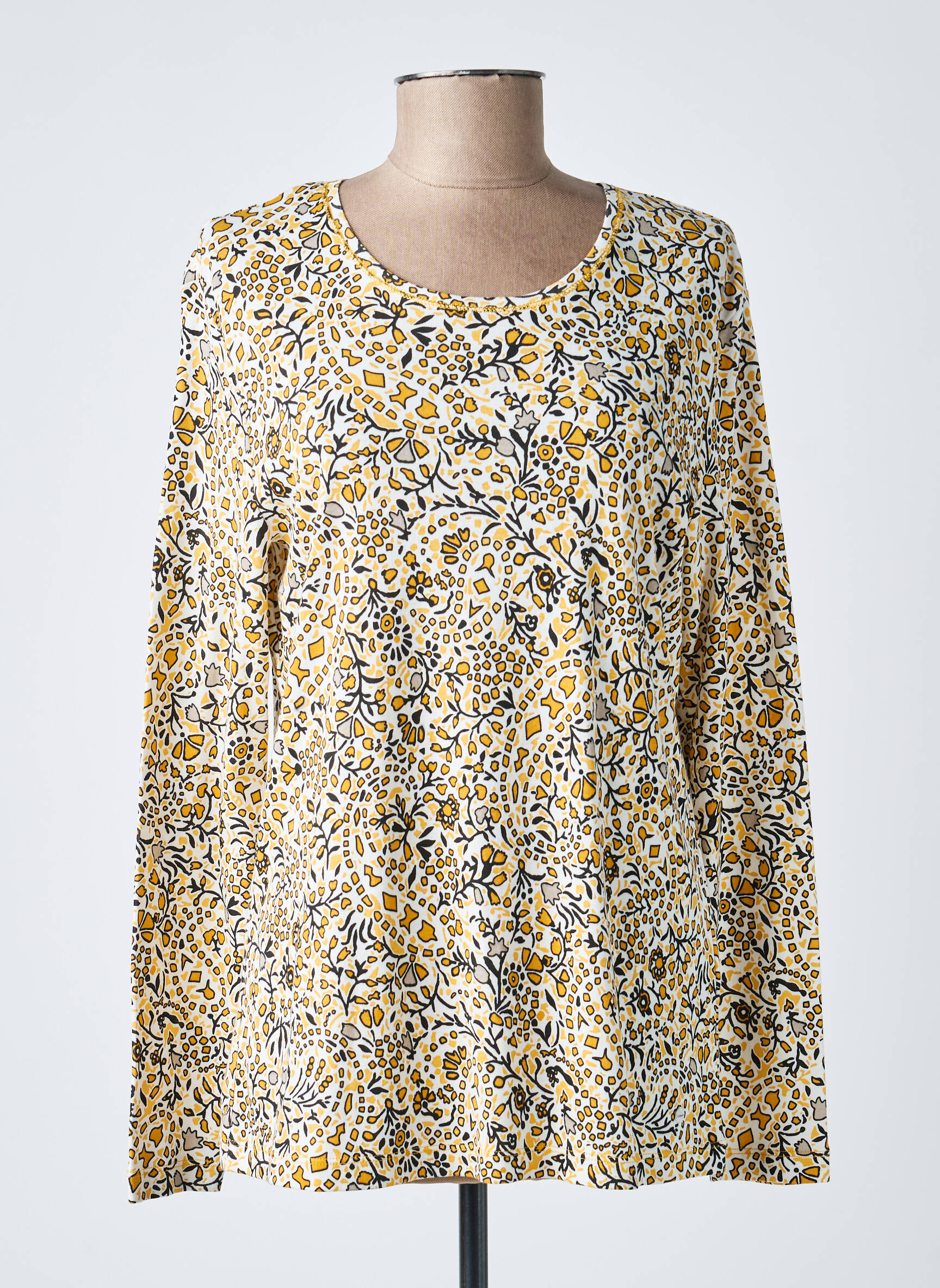 T-shirt imprimé fantaisie manches longues jaune OLSEN femme