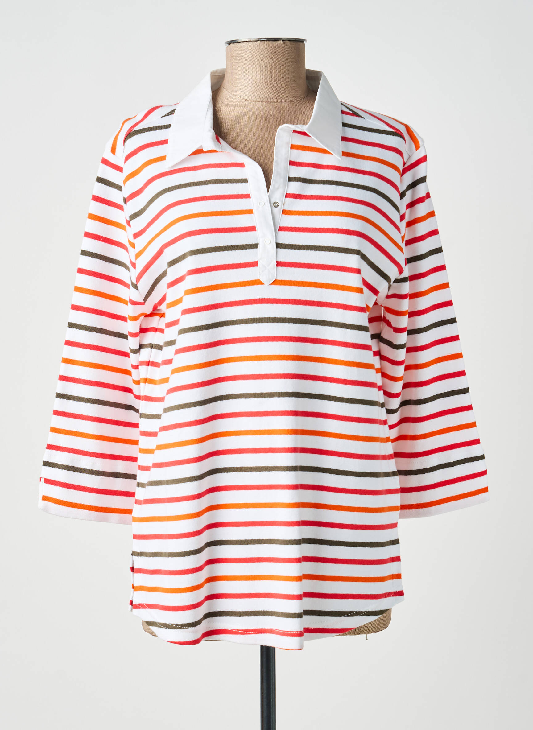 Polo imprimé rayures manches 3/4 orange ARMOR LUX femme