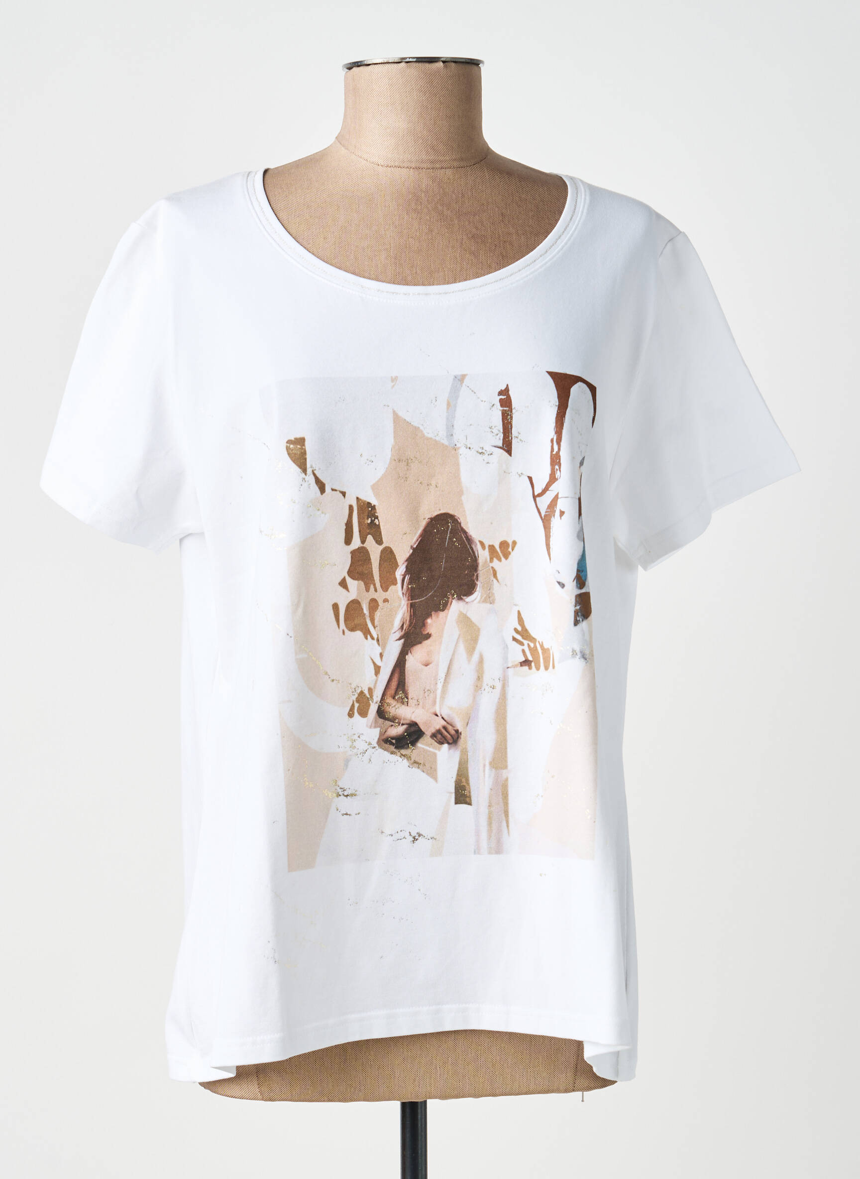 T-shirt sérigraphie manches courtes beige SIGNE NATURE femme