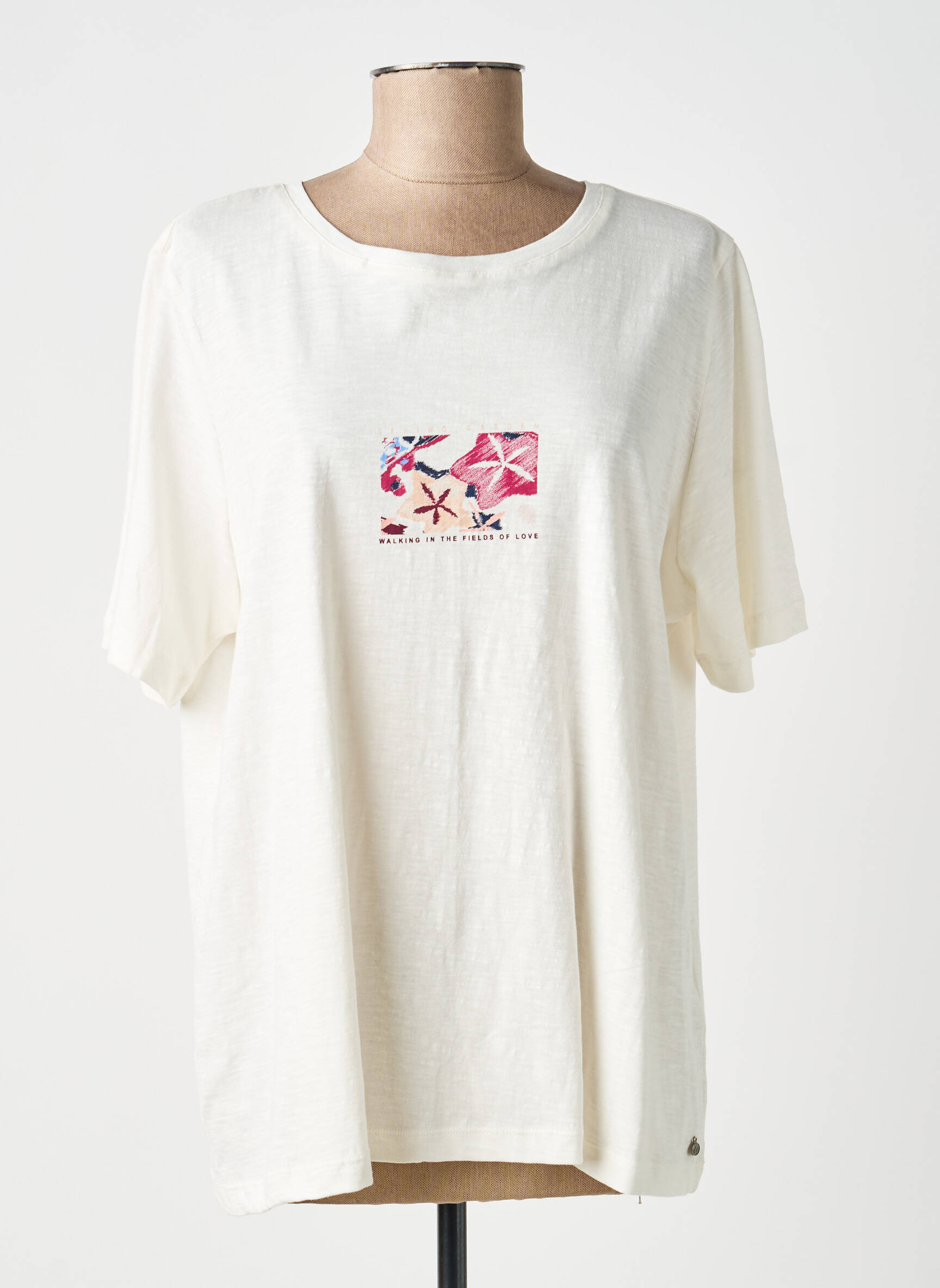 T-shirt coupe droite manches courtes beige TRAMONTANA femme