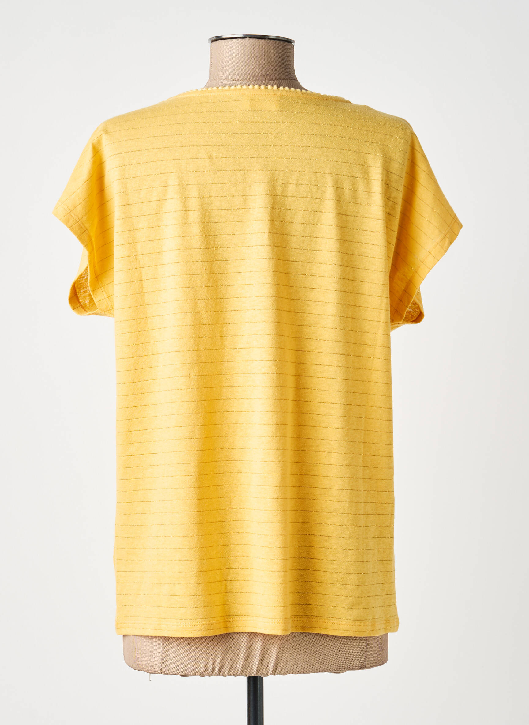 T-shirt col v manches courtes jaune C'EST BEAU LA VIE femme