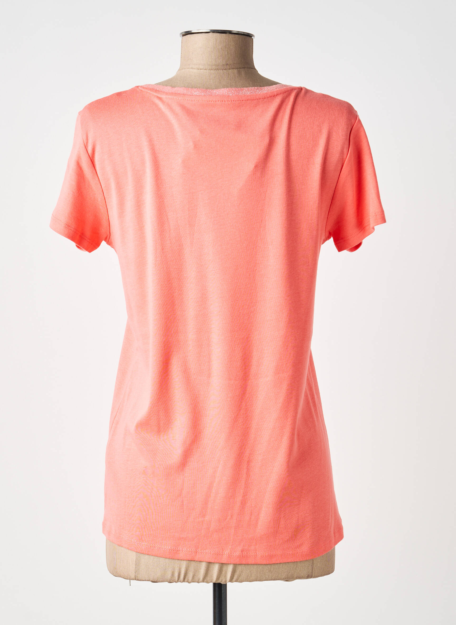 T-shirt col v manches courtes rose C'EST BEAU LA VIE femme