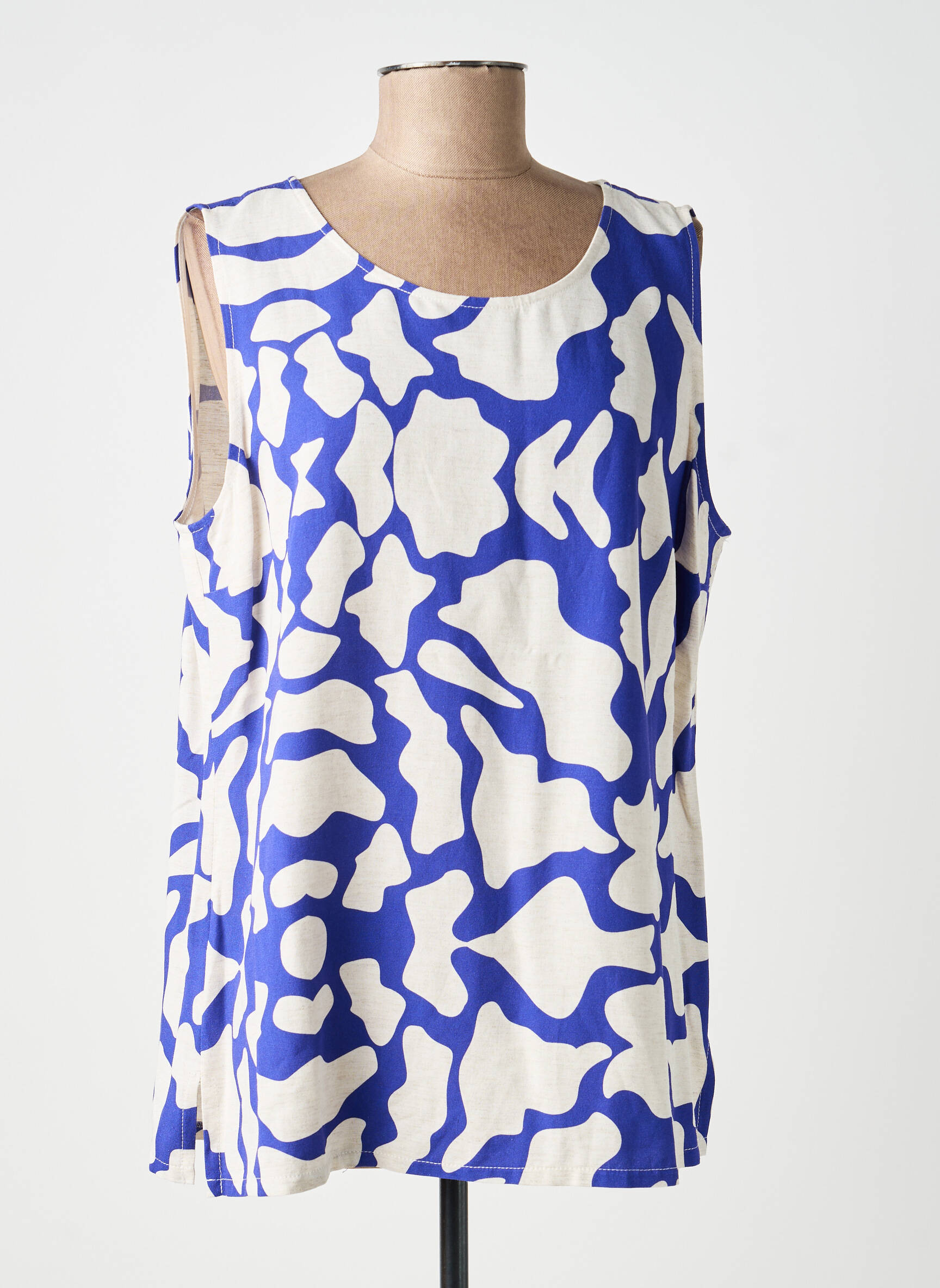 Top imprimé fantaisie sans manche bleu ESTEL COLLECTION femme