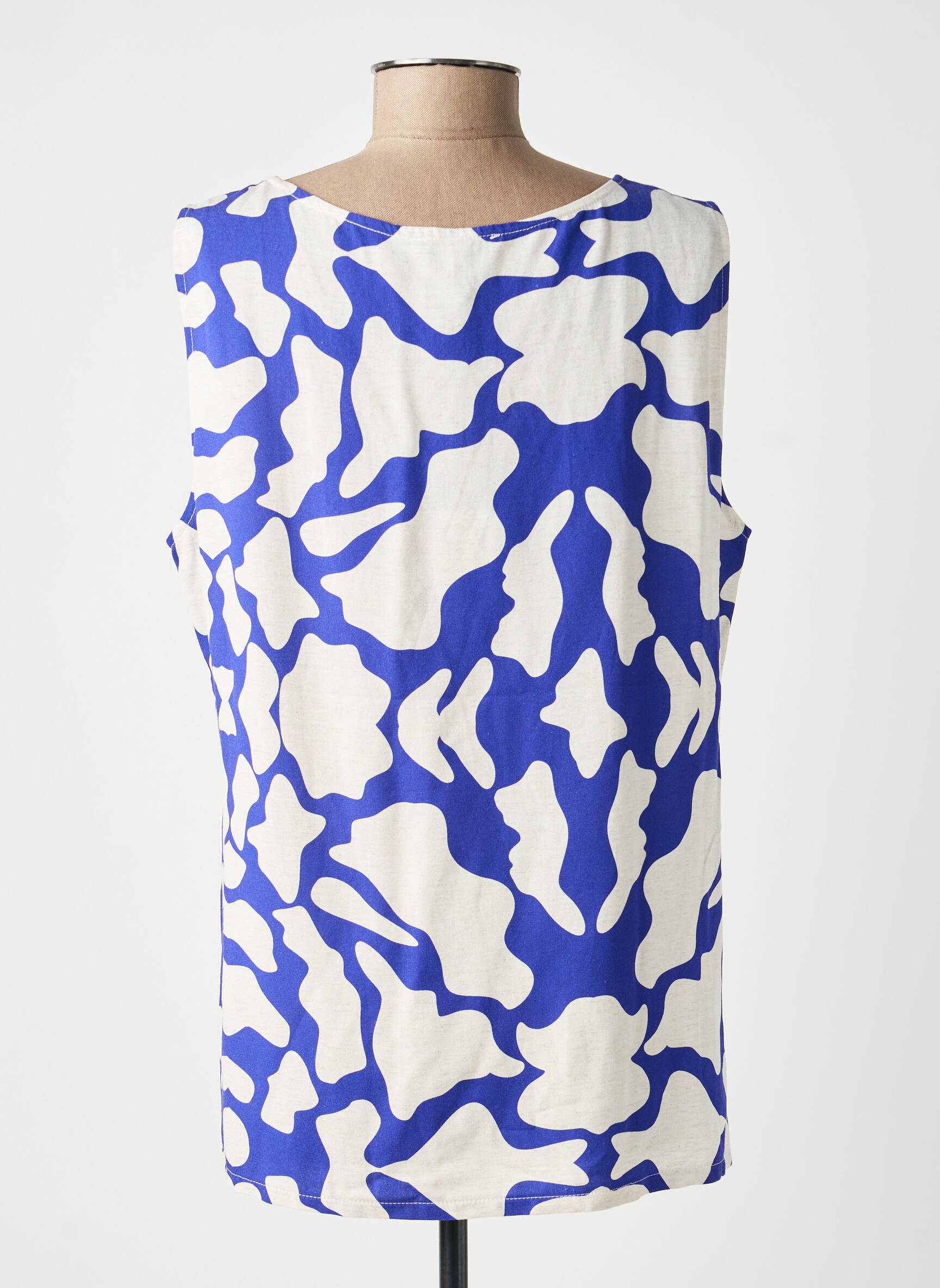 Top imprimé fantaisie sans manche bleu ESTEL COLLECTION femme