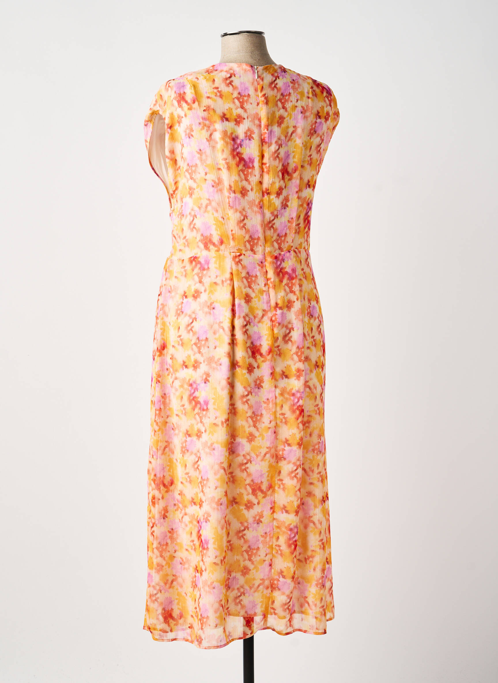 Robe mi-longue coupe fluide sans manche orange JULIE GUERLANDE femme