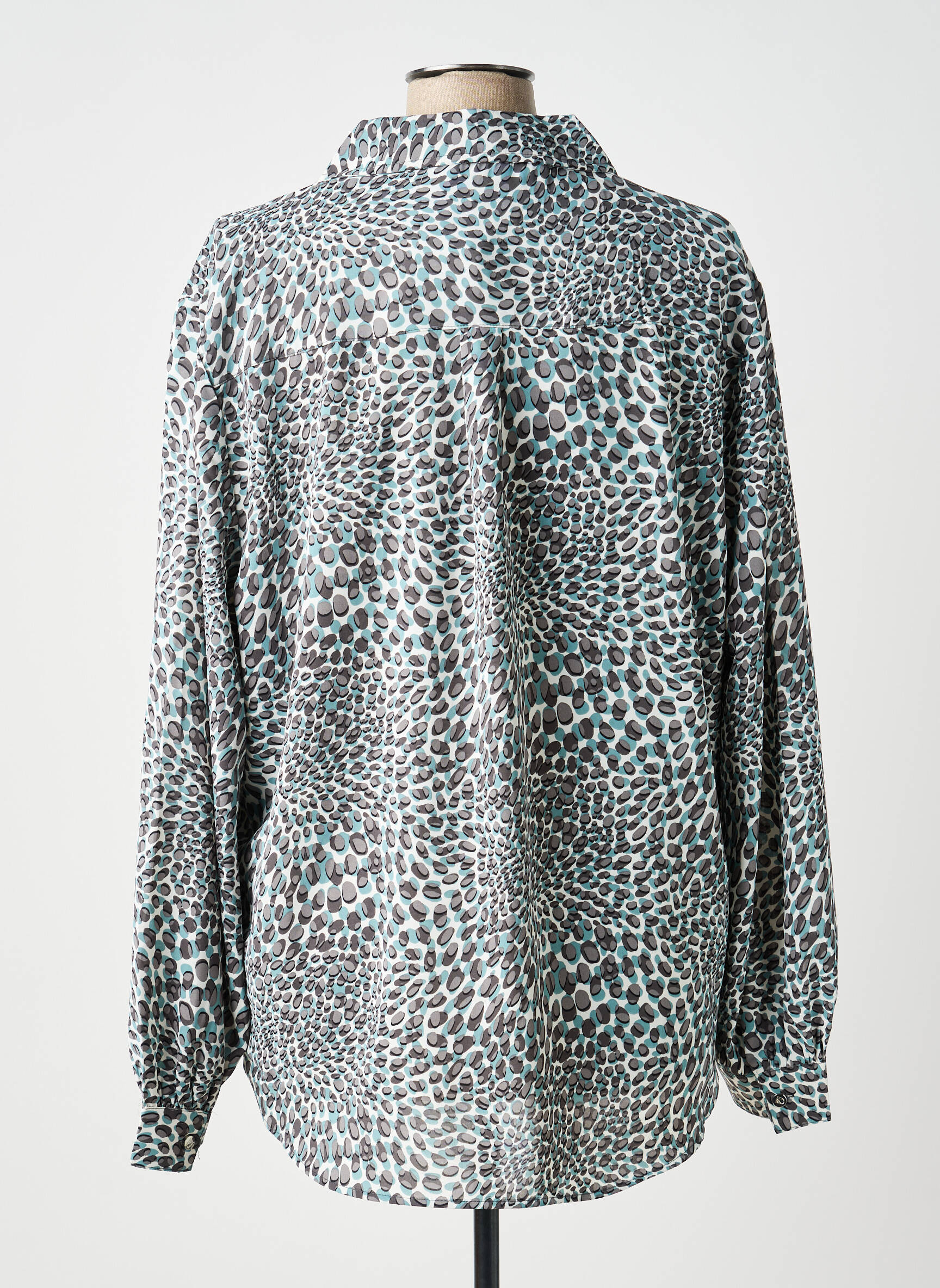 Blouse poignets boutonnés avec fente manches longues gris MARBLE femme