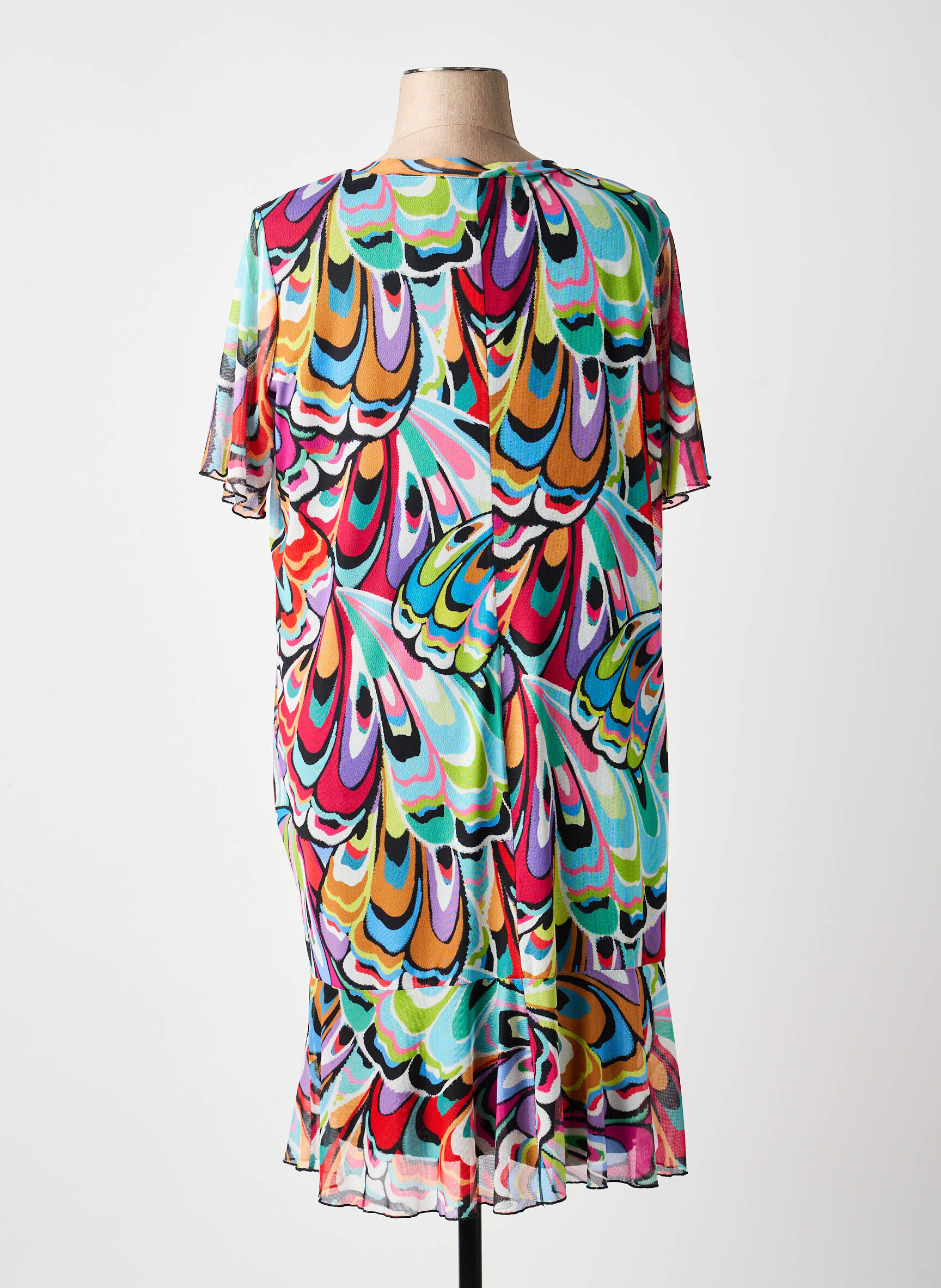 Robe mi-longue coupe fluide manches courtes rouge TELMAIL femme