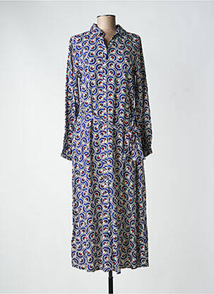 Robe longue imprimé fantaisie manches longues bleu LION OF PORCHES femme