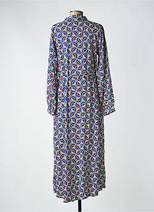 Robe longue imprimé fantaisie manches longues bleu LION OF PORCHES femme