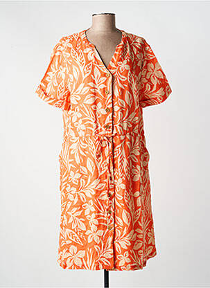 Robe mi-longue imprimé fleurs manches courtes orange ARMOR LUX femme