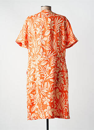 Robe mi-longue imprimé fleurs manches courtes orange ARMOR LUX femme