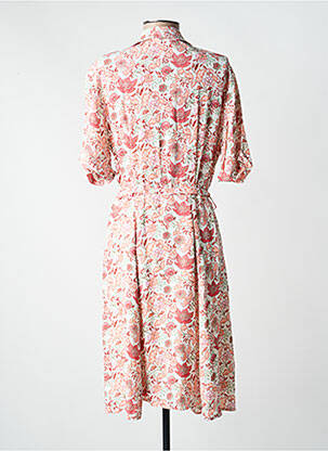 Robe mi-longue imprimé fleurs manches courtes orange C'EST BEAU LA VIE femme