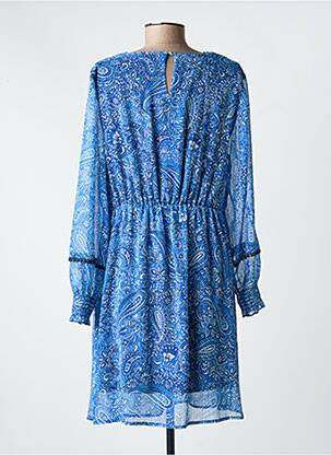 Robe courte coupe fluide manches longues bleu C'EST BEAU LA VIE femme
